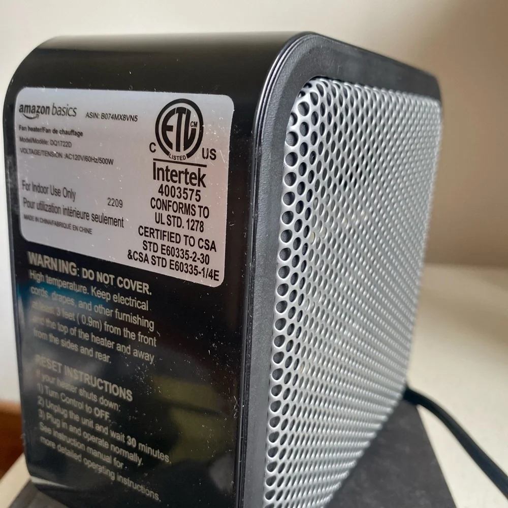 Amazon essentials Space Heater for Indoor Use Electric Fireplace - Picture 2 of 6